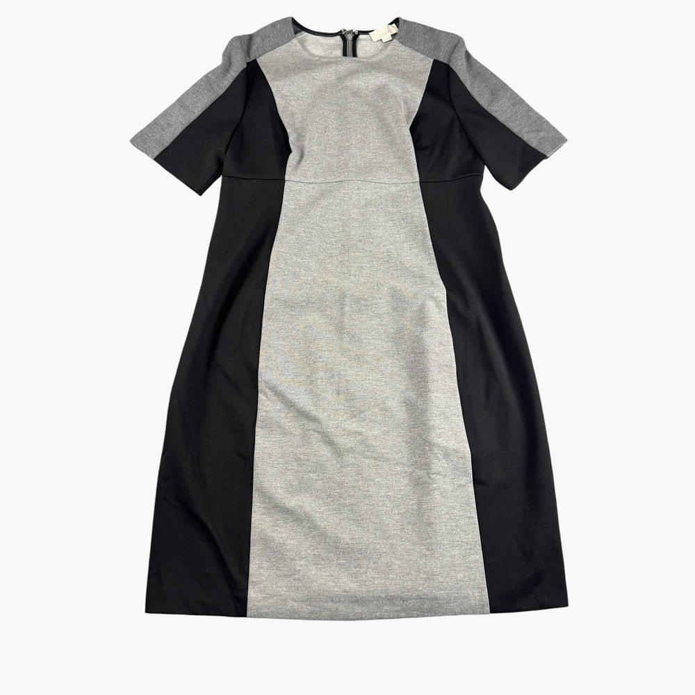 Ann Taylor LOFT Grey Black Colorblock Sheath Dress Short Sleeve Size 8M